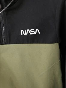 Boys Letter Graphic Colourblock Half Zip Hooded Jacket & Trousers - Multicolor - View 4