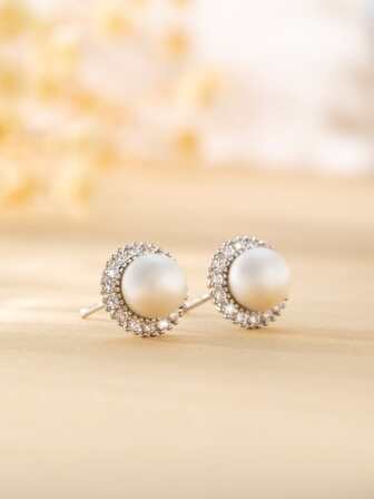 方晶鋯石裝飾耳釘