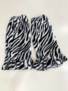 斑馬紋圖案腿部保暖套 - 黑與白 - 查看 6