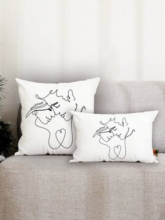 1入組抽象人物圖案靠墊套不附帶墊芯