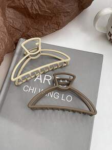 2pcs Semicircle Design Hair Claw - Multicolor - View 1