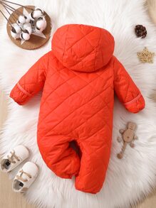 Baby Zipper Up Hooded Jumpsuit - Orange - View 2