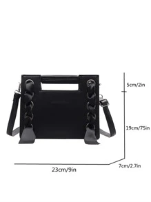 Minimalist Lace Up Design Square Bag NYSJLONG Bags For Women Internet Celebrity Bag High Level Feeling Foreign Style Shoulder Retro Small Group Cross Body Small Black Bag Handba - Black - View 4