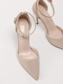 2025秋冬季女士细高跟鞋，尖头踝带高跟鞋，优雅 - 杏色 - 查看 4