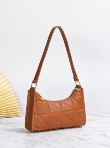 Quilted Minimalist Quilted Pattern Bag For Business/Commute/Work/Office - Brown - View 3