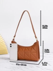 Quilted Minimalist Quilted Pattern Bag For Business/Commute/Work/Office - Brown - View 4
