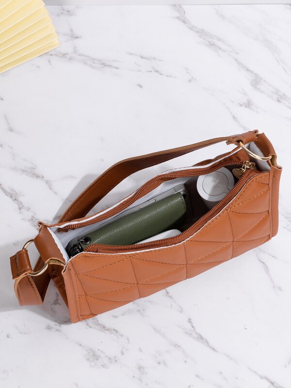 Quilted Pattern Baguette Bag SHEIN USA
