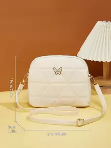 Butterfly Decor Quilted Crossbody Bag, Butterfly Bag Valentines - Beige - View 3