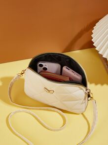 Butterfly Decor Quilted Crossbody Bag, Butterfly Bag Valentines - Beige - View 5