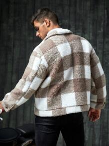 GENTILAND 宽松版型男式水牛格子字母拼接泰迪夹克 - 彩色 - 查看 4