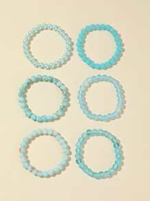 6入組極簡風格串珠手鏈 - 藍色 - 查看 4