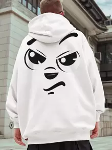 Manfinity Men Cartoon Graphic Drop Shoulder Drawstring Hoodie - White - View 2