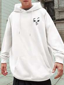 Manfinity Men Cartoon Graphic Drop Shoulder Drawstring Hoodie - White - View 3