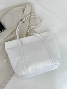 Fashionable Large Capacity Quilted Textured Plaid Solid Color Shoulder Tote Bag For Women