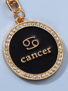 星座象徵細節圓形吊飾鑰匙圈 - 黑色 - 查看 2