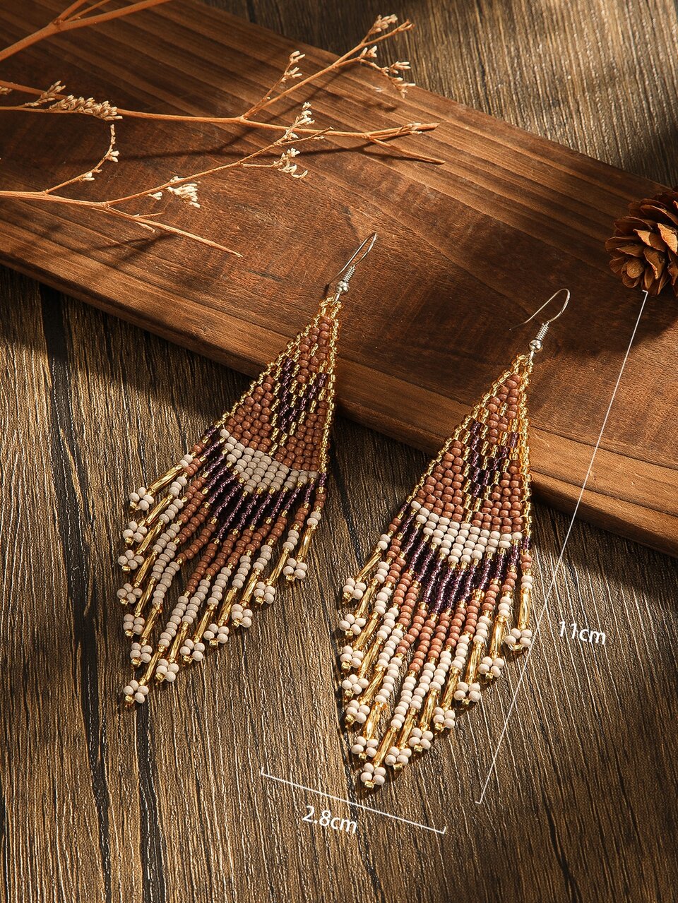 Bead Tassel Drop Earrings