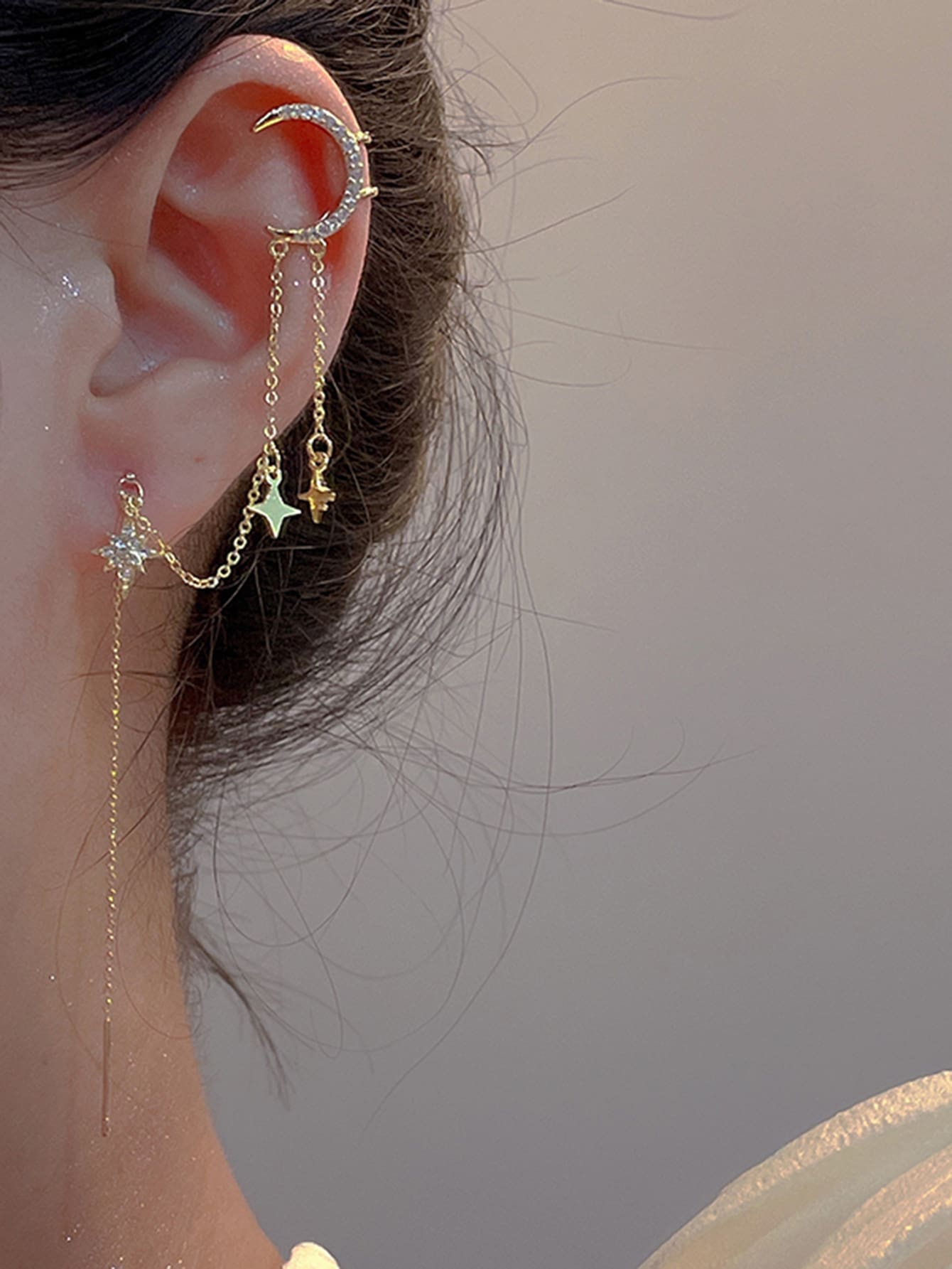 Andkiss 1pc Star Decor Earring - Yellow Gold - View 1