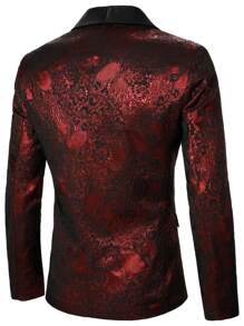 Manfinity AFTRDRK Men Floral Jacquard Shawl Collar Blazer - Burgundy - View 2