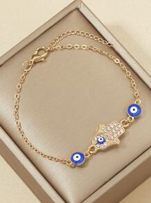Evil Eye & Rhinestone Decor Bracelet - Multicolor - View 1