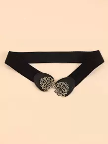 Cinturón con hebilla de metal para Halloween, verano, escuela, otoño, Halloween - Negro - Ver 2