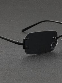 男士无框时尚眼镜，理想的夏季户外休闲配饰，送给朋友的完美礼物，复古配饰，沙滩配饰，夏季海滩度假和户外旅行必备 - 黑色 - 查看 4