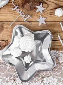 10 piezas Plato desechable en forma de estrella - Plateado - Ver 3