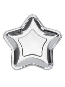 10 piezas Plato desechable en forma de estrella - Plateado - Ver 4