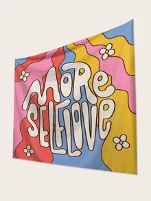Floral & Letter Graphic Tapestry - Multicolor - View 2