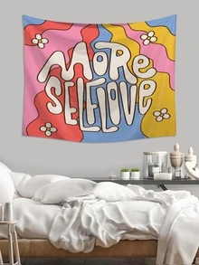 Floral & Letter Graphic Tapestry - Multicolor - View 6