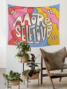 Floral & Letter Graphic Tapestry - Multicolor - View 7