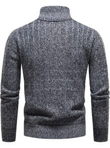 Manfinity Men Marled Knit Half Zipper Jumper - Grey - View 2
