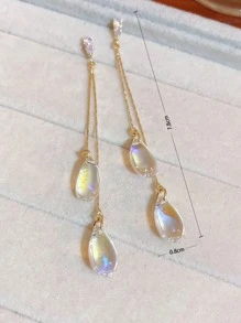 Andkiss Rhinestone Detail Water Drop Earrings - Multicolor - View 4