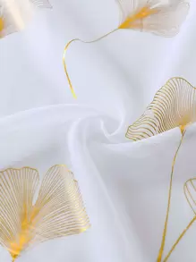 Metallic Ginkgo Biloba Pattern Single Panel Sheer Curtain - White - View 6