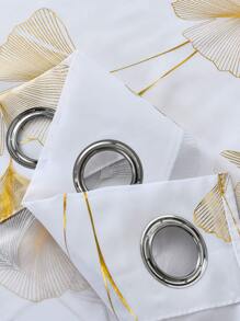 Metallic Ginkgo Biloba Pattern Single Panel Sheer Curtain - White - View 8