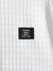 SHEIN Boys Letter Patched Detail Drop Shoulder Sweatshirt & Joggers - White - View 6