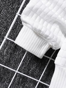 SHEIN Boys Letter Patched Detail Drop Shoulder Sweatshirt & Joggers - White - View 7