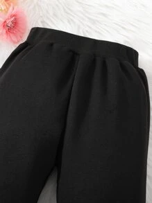 Toddler Girls Cat Graphic Teddy Lined Sweatpants - Black - View 4