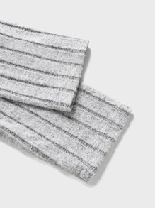 GENTILAND Men High Neck Ribbed Knit Tee - Light Grey - View 3