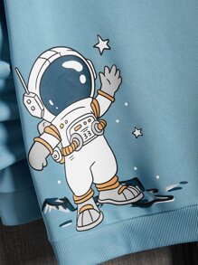 Manfinity RebelGame Men Astronaut & Slogan Graphic Sweatshirt - Baby Blue - View 3