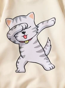 少女卡通图案卫衣 - 杏色 - 查看 3