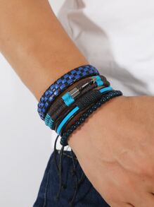 4入組男士箭頭裝飾編織手鏈 - 彩色 - 查看 1