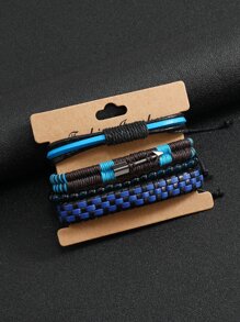 4入組男士箭頭裝飾編織手鏈 - 彩色 - 查看 2