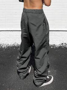 Manfinity Men Pocket Buckle Belt Trousers - Dark Grey - View 3