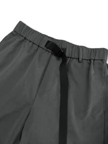 Manfinity Men Pocket Buckle Belt Trousers - Dark Grey - View 6