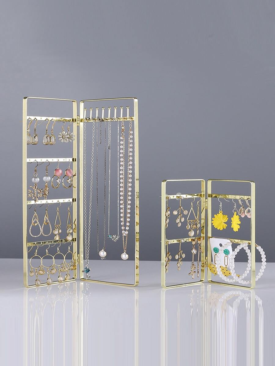 1入組可折疊首飾收納架 - 金色 - 查看 1
