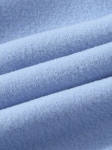 SHEIN EZwear 愛心圖案抽繩加絨內裏連帽衫 - 霧霾藍 - 查看 5