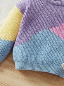 SHEIN Toddler Girls Colour Block Drop Shoulder Jumper - Multicolor - View 4