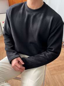 DAZY Hombres Camiseta unicolor de canalé