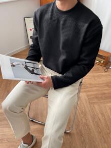 DAZY Hombres Camiseta unicolor de canalé