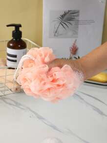1pc PE Soft Foaming Net Ball Body Skin Cleaner, Solid Exfoliating Scrubber Back Brush Shower Loofah Bathroom Accessories - Multicolor - View 3